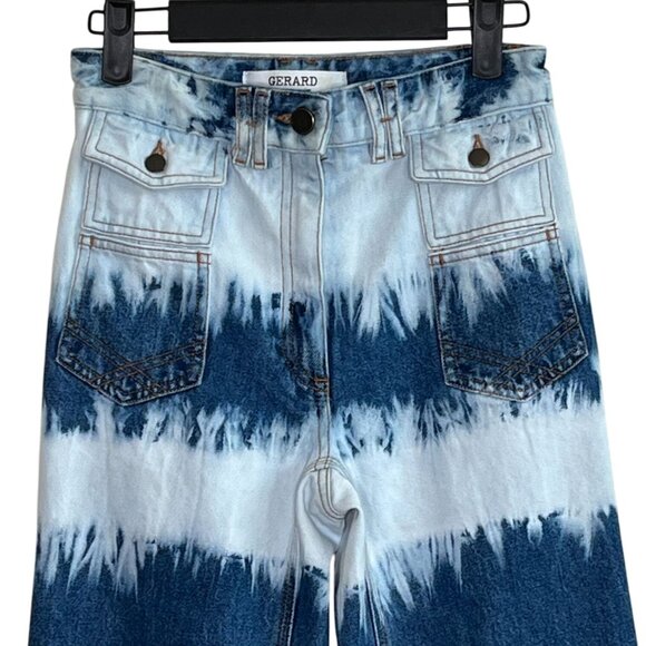 Gerard Darel Tie-Dye Wide-Leg Denim Jeans (High Rise) Size 34 EU, US 2 - Picture 5 of 13
